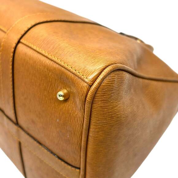 Valentino Garavani Mini Boston Handbag in Camel Brown Leather with V Logo and...